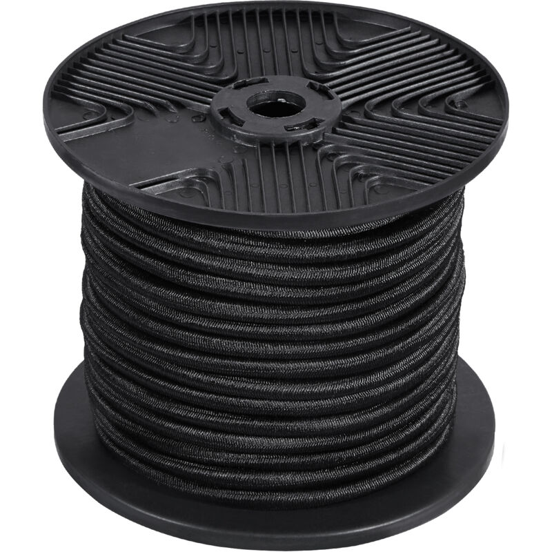 Cordon élastique de 1/4 po, sangles élastiques robustes noires, corde élastique de 120 pi/36 m pour le camping, le fret, les bâches, la terrasse de