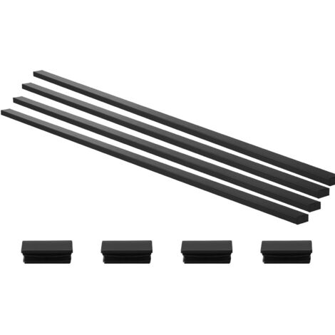 Mophorn Corrimano per Ringhiera da Balcone, Set di 4 Ringhiere Rettangolari in Acciaio Inox da 198 cm, con Terminali, Finitura Nero Opaco, Ideale per Corridoi, Scale Interne ed Esterne, Terrazze