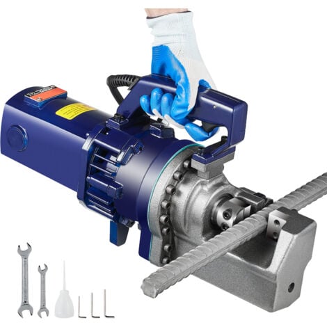 Mophorn Cortadora de varillas hidráulica eléctrica de 1700 W, de 5 a 25 mm, portátil, de alta potencia, para construcción, 220 V, con estuche de herramientas y lata de aceite, color negro y azul RC-25