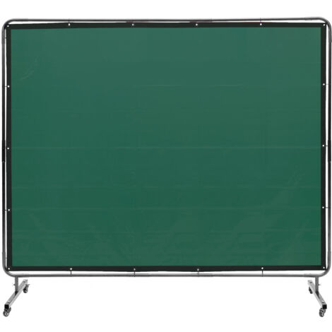 Mophorn Cortina de Soldadura con Marco, 1,8x2,4m Pantalla de Protección de Soldadura de Vinilo Ignífugo con 4 Ruedas Giratorias 2 Bloqueables, Cortina Móvil Profesional para Taller, Industria, Verde