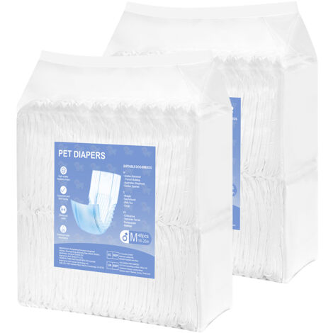 Mophorn Couches jetables pour chiens mâles, hautement absorbantes, avec protection anti-fuites à 360° et indicateur d'humidité pour chiens en chaleur, 96 pièces (2 paquets de 48)