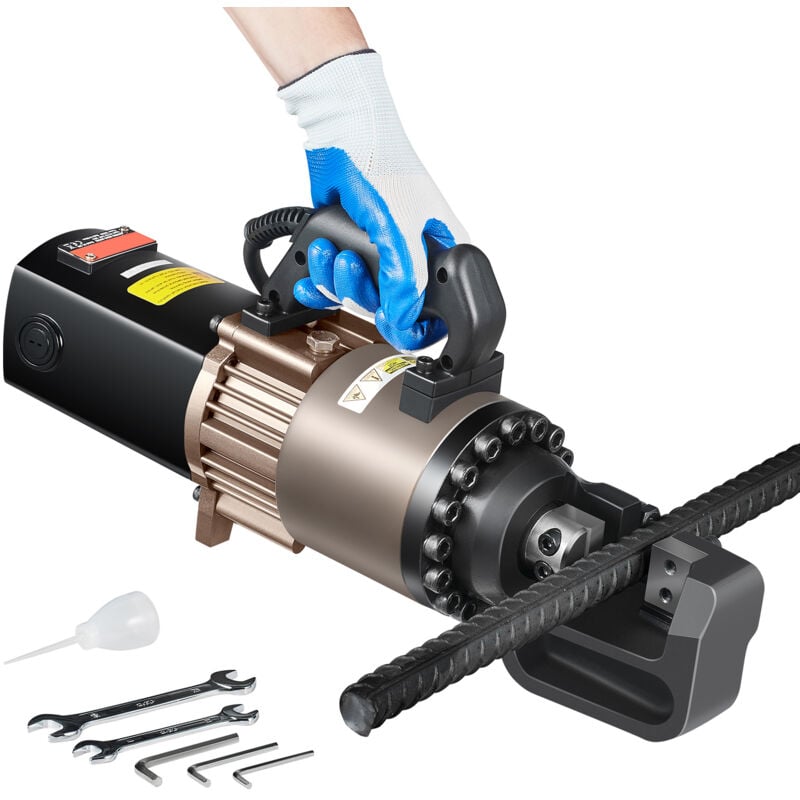 Mophorn - Coupe-barres hydraulique électrique 2000 w, coupe-barres portable 5-28 mm, acier haute puissance pour la construction, 220 v, avec bidon