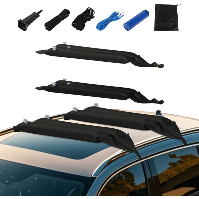 Coussins gonflables pour galerie de toit de 95 cm, barres de toit polyvalentes, capacité de charge de 40 kg, support pour kayak avec 2 sangles et