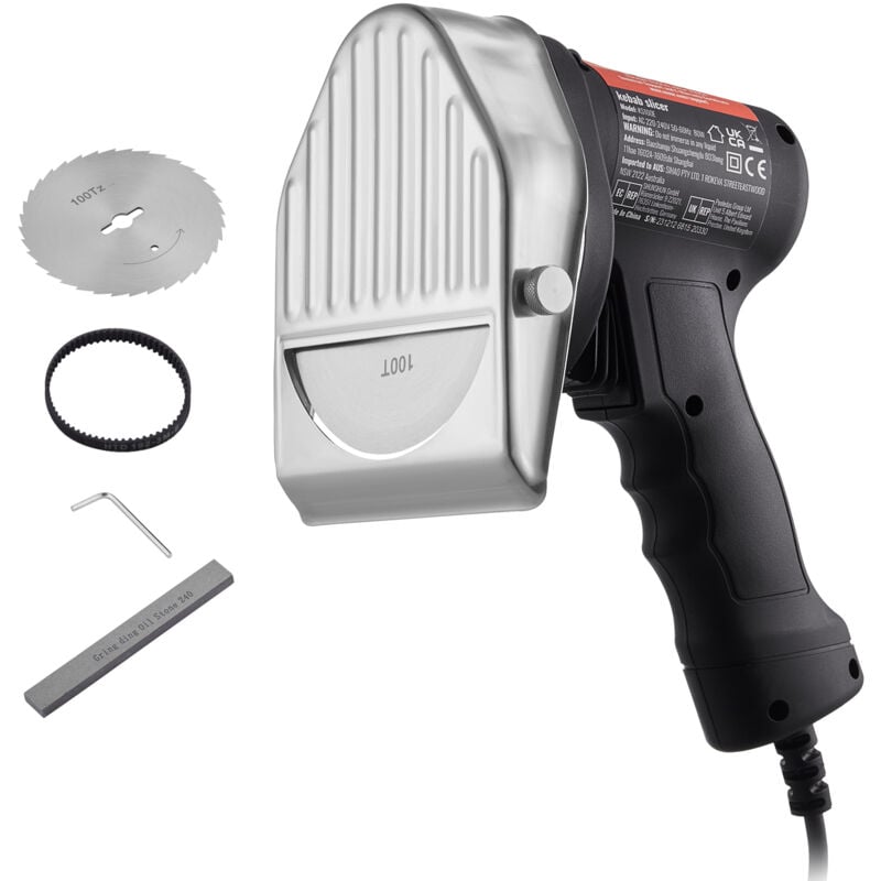 Vevor Couteau a Kebab Electrique 80 w, Trancheuse a Viande Turc Shawarma Döner Kebab Commerciale en Inox, avec 2 Lames Diametre 100 mm, Epaisseur
