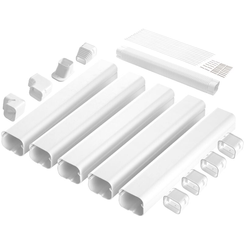 Couvercle de mini-conduite divisée . 76,2 mm de large, 3 110 mm de long. pvc décoratif pour climatiseur. 5 conduits droits et composants.