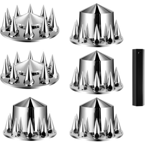 Mophorn Couvre-roues d'essieu avant et arrière, couvre-essieu à pointes pour semi-remorque, couvre-écrous de roue ABS résistants à la rouille, ajustement universel