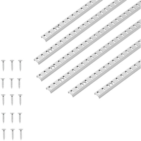 Mophorn Crémaillère d'étagère murale, 1846 mm, ensemble de 20 rails perforés réglables en acier robuste avec vis, installation simple, idéale pour étagères, armoires et placards