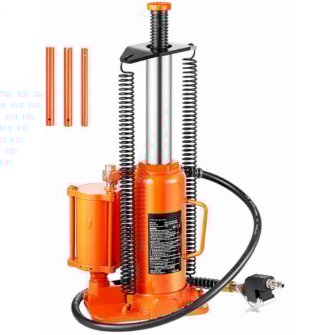 Mophorn Cric a bottiglia idraulico ad aria compressa, 12 tonnellate/26455 libbre cricco idraulico pneumatico - intervallo di sollevamento 10,43''-19,88'', dotato di pompa manuale
