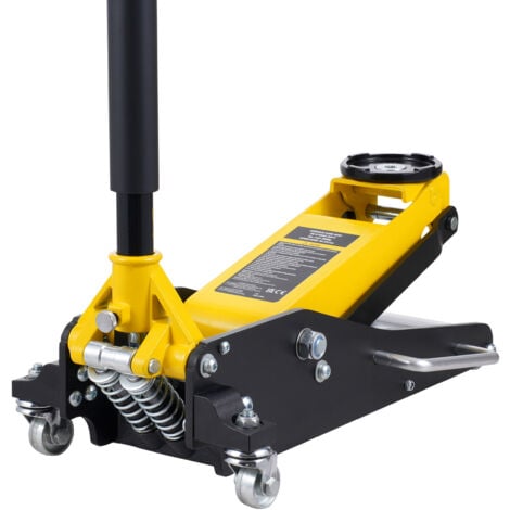 Mophorn Cric de plancher à profil bas 2 tonnes (4 400 lb), cric de course hydraulique en aluminium robuste, plage de levage de 3,2 à 14,6 pouces, pompe de levage rapide à double piston (jaune)