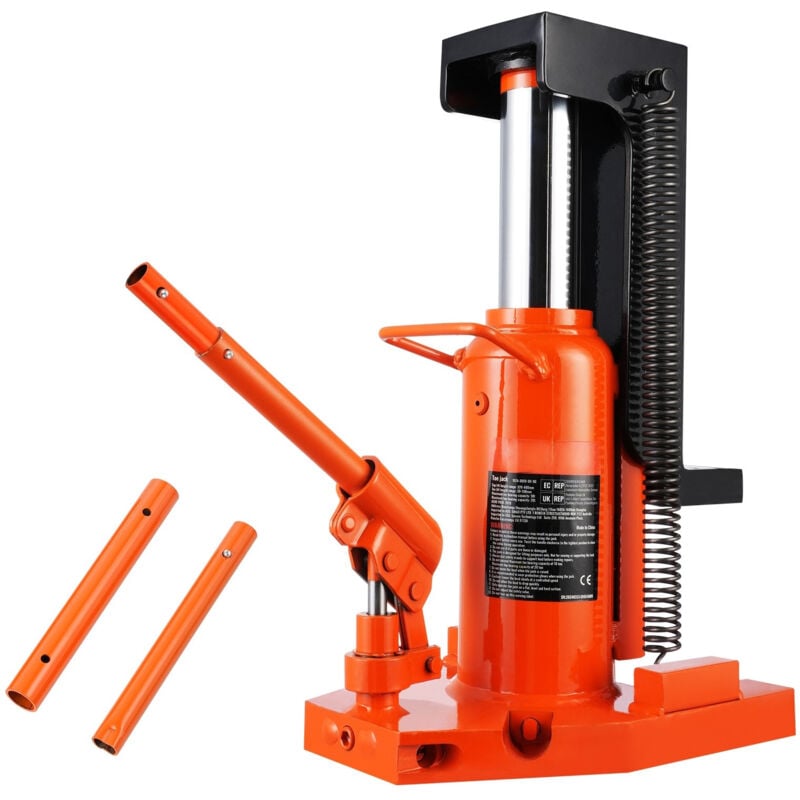 Cric hydraulique vérin simple face de 5 tonnes, capacité de levage par le haut de 10 tonnes, hauteur de la pointe de 0,8 à 6,8 pouces, hauteur