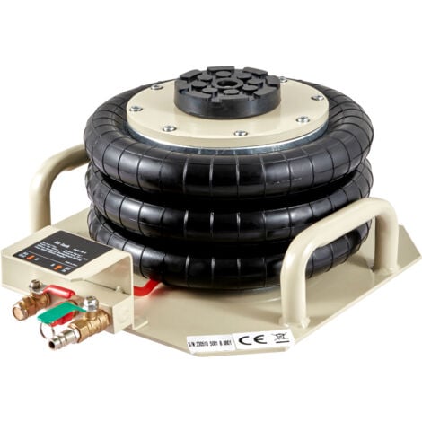 Mophorn Cric pneumatique à triple sac de 3 tonnes, 6 600 lb, levage rapide, avec poignées latérales, pour réparation de garages automobiles (beige)