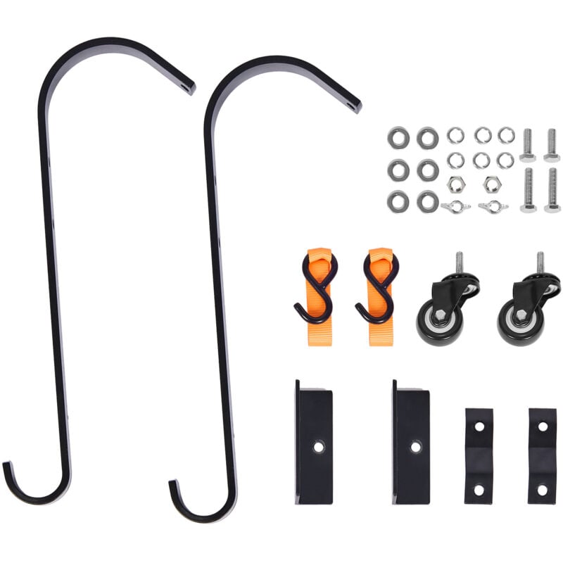Mophorn - Crochet de toit pour échelle lot de 2 avec roue fixe et barre pivotante, stabilisateur d'échelle en acier robuste, capacité de 600 lb, pour