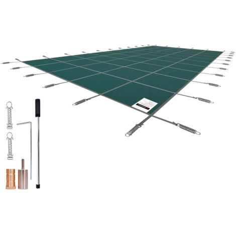 Mophorn Cubierta de seguridad para piscinas , apta para piscinas rectangulares enterradas de 18 x 36 pies, cubierta de malla sólida con orificios de drenaje, cubierta de seguridad para piscinas de inv