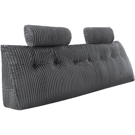 Mophorn Cuscino a Cuneo King Size per Testiera con Tasche Laterali e Poggiatesta, Supporto Ergonomico in Tessuto Lavabile per Lettura e Relax