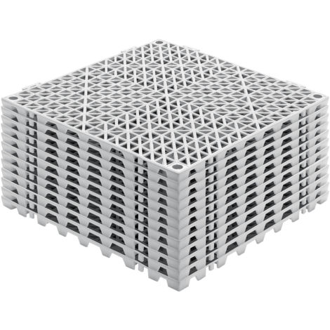 Mophorn Cuscino modulare ad incastro, 12 confezioni di tappetini di drenaggio in PVC da 30 x 30 cm, piastrelle antiscivolo per bagno, cucina, piscina, grigio