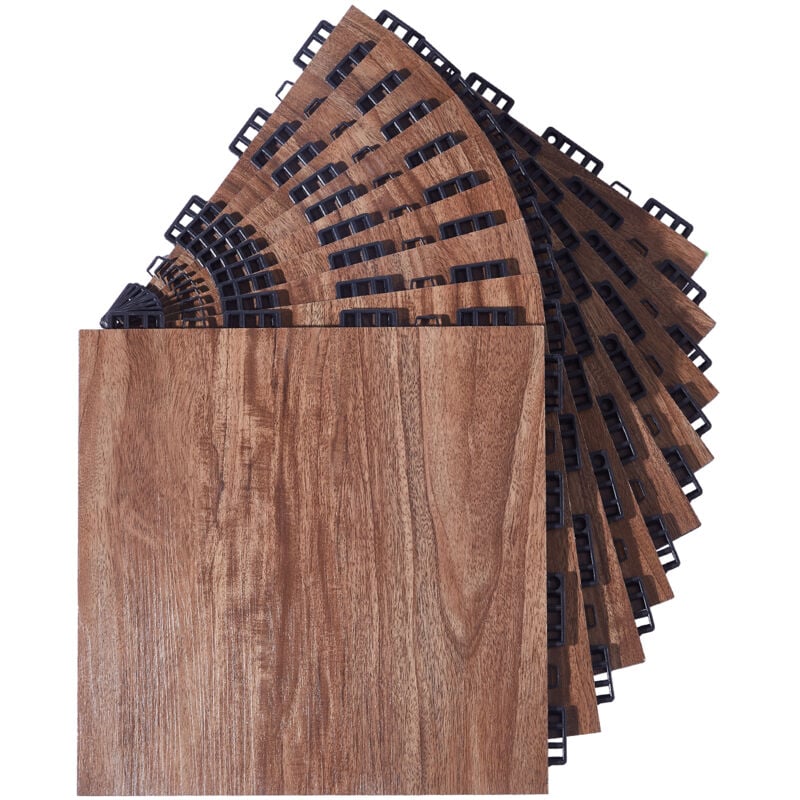 Dalles de danse 12,4 x 12,4 po, 9 pièces emboîtables, portables avec base coussinée (grain de bois de chêne, 9 pi²/boîte) - Mophorn