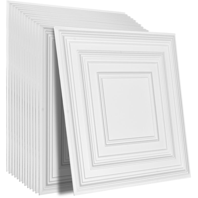 Dalles de plafond, lot de 12, 24 x 24 po, dalles de plafond suspendues, feuille de pvc de qualité supérieure, installation/découpe faciles, dalle de