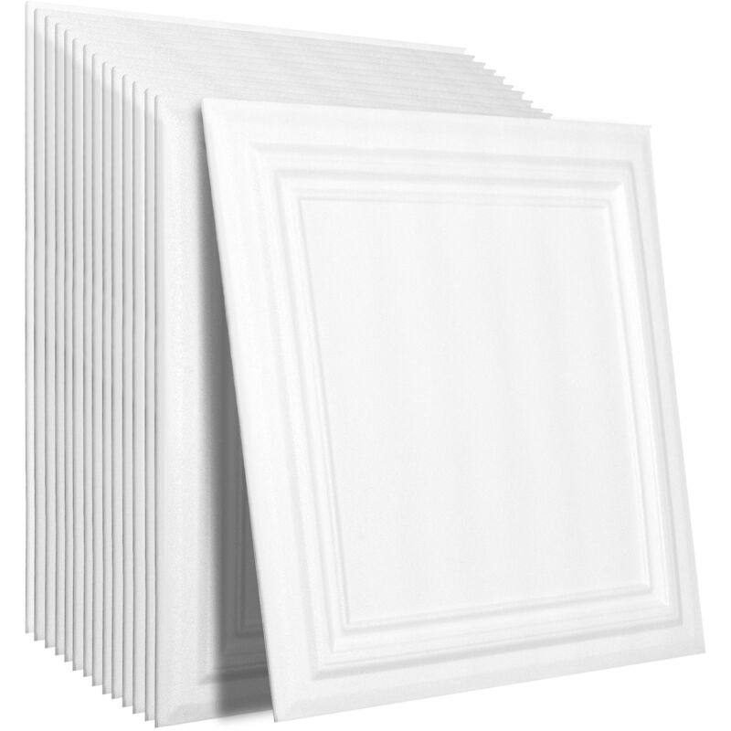 Dalles de plafond, paquet de 48 20 x 20 pouces, dalles de plafound en polystyrène de haute qualité, installation/coupe faciles, dalles de plafond en