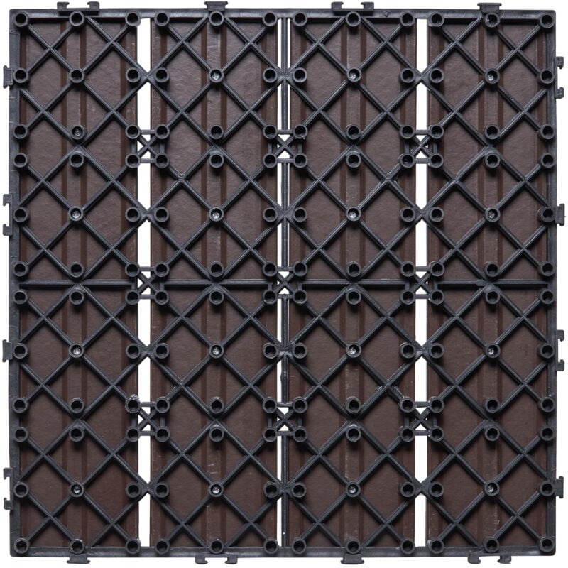 Dalles de terrasse emboîtables, lot de 27, revêtement de sol extérieur imperméable de 12' x 12', utilisation toutes saisons pour patio, porche, bord