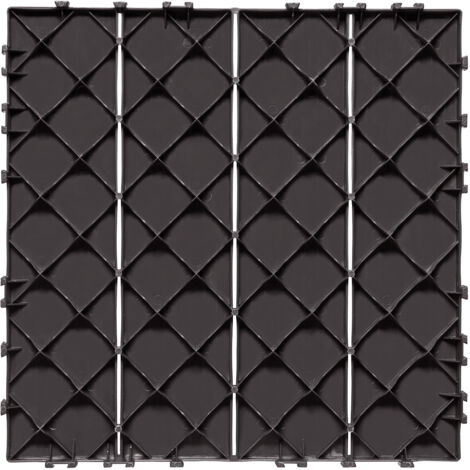 Mophorn Dalles de terrasse emboîtables, lot de 54, 30.5 x 30.5 cm, 54 pi². Revêtement de sol extérieur en plastique imperméable pour toutes les conditions météorologiques. Idéal pour terrasse