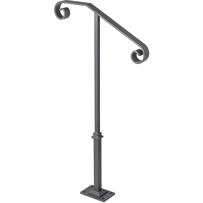 Mophorn Dark Gray Single Post Handrail for 1 or 2 Steps Wrought Iron Rail Stairs Outdoors
