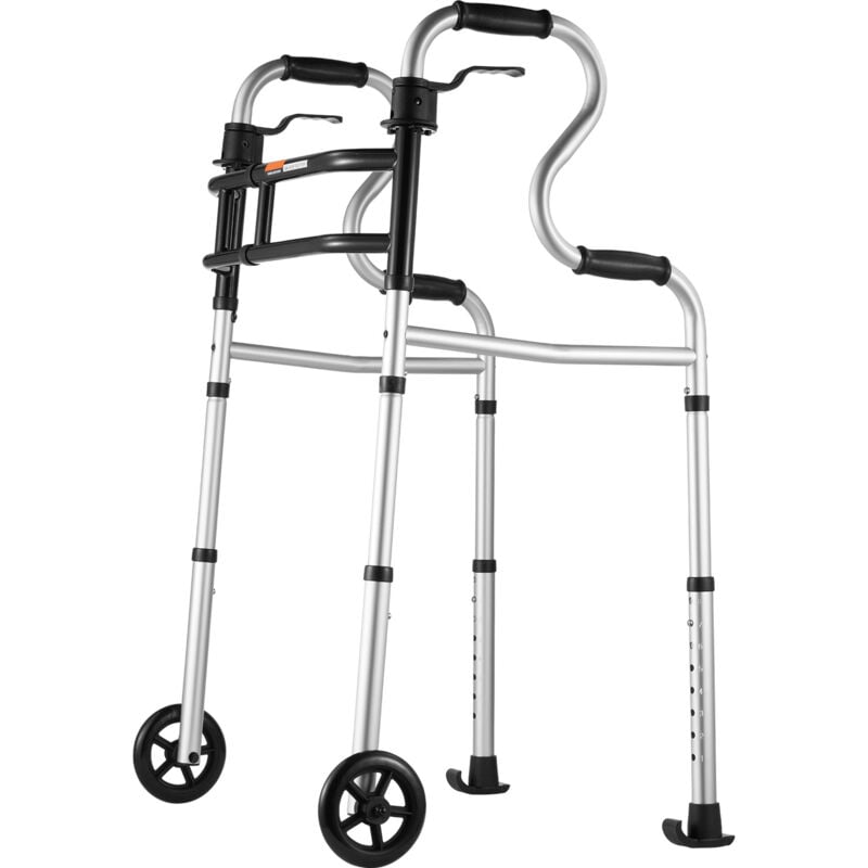 Déambulateur pliable sur roulettes, assistance 3 en 1 à la position debout, hauteur et largeur réglables, aluminium léger, aide à la mobilité à