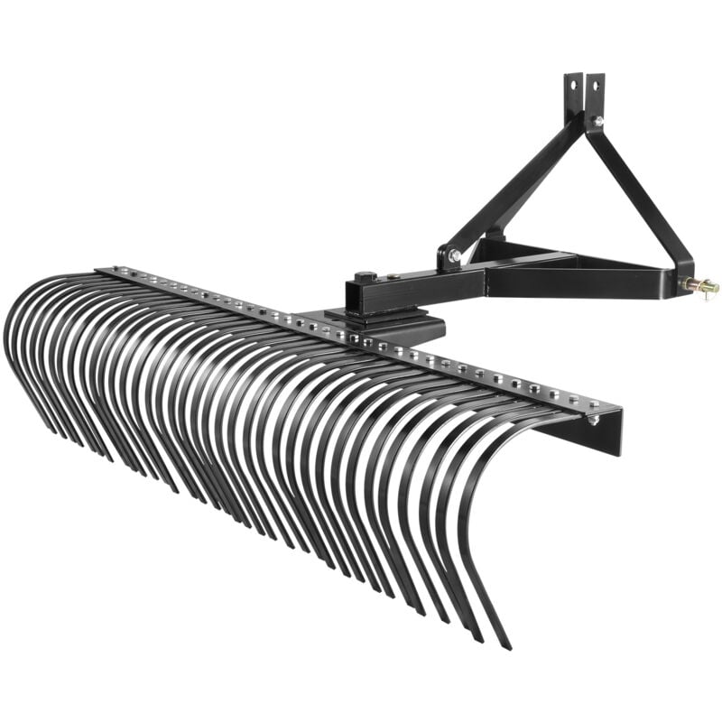 Déchaumeur tracté 72' 36 dents en acier Râteau à gazon à 3 points pour tracteur Râteau de paysage pour jardin et ferme Ramasse l'herbe, les feuilles