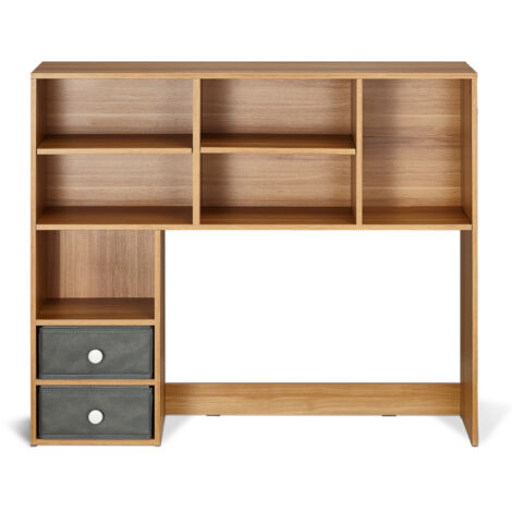 Mophorn Desktop Bookshelf, 3-Tier Wood Storage Organizer. 37"x10"x31.1", with 2 Fabric Drawers. For Office, Home & Dorm.