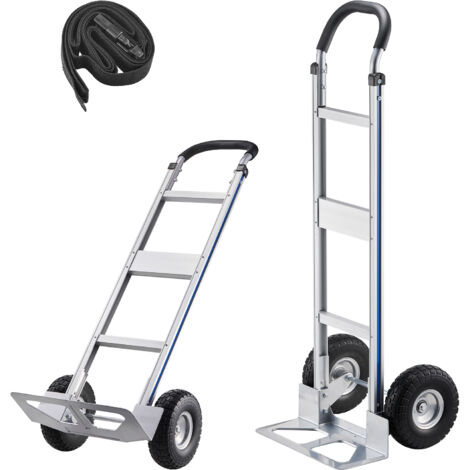 Mophorn Diable de transport robuste, capacité de charge 226,9 kg,structure en alliage d'aluminium avec roues,poignée ergonomique antidérapante et sangle d'arrimage,idéal pour le déplacement à domicile