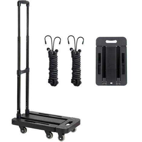 Mophorn Diable Pliant à 6 Roues, Chariot à Bagages Compact, Capacité de Charge 226,8 kg, avec 2 Cordes Élastiques et Base Ajustable, Chariot Pratique pour Déménagement, Transport, Bureau, Noir