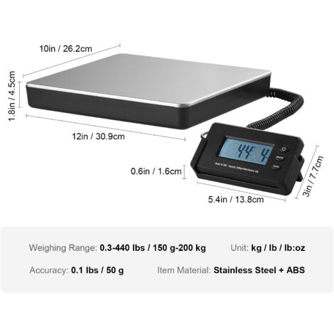 Mophorn Digitale Versandwaage von Mophorn, 440 lbs x 1,7 oz, AC/DC, LCD für Postpakete