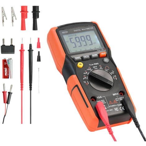 Mophorn Digitalmultimeter mit 6000 Zählwerten, TRMS DC/AC-Voltmeter und Stromtester, automatische Bereichswahl für Messungen von Spannung, Strom, Widerstand, Temperatur und niedrige Impedanz