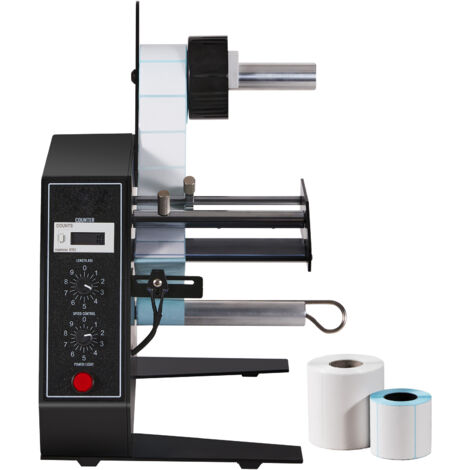 Mophorn Dispensador automático de etiquetas, 0,6"-4,9"/15-125 mm, largo 0,1"-5,9"/3-150 mm, máquina separadora automática de etiquetas, aplicador de etiquetas con velocidad ajustable, conteo automátic