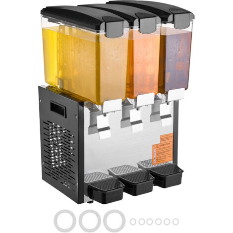 Mophorn Dispensador de Bebidas Comercial, 3 Tanques de 10 L por Tanque, Máquina de Bebidas de Té Helado de Acero Inoxidable de 440 W