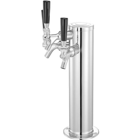 Mophorn Dispensador de Torre de Cerveza de Barril de Triple Grifo, Torre de Cerveza de Barril de Acero Inoxidable, Kit de Torre con Tubo Premontado y Vástagos de Grifo de Cierre Automático para Fiesta