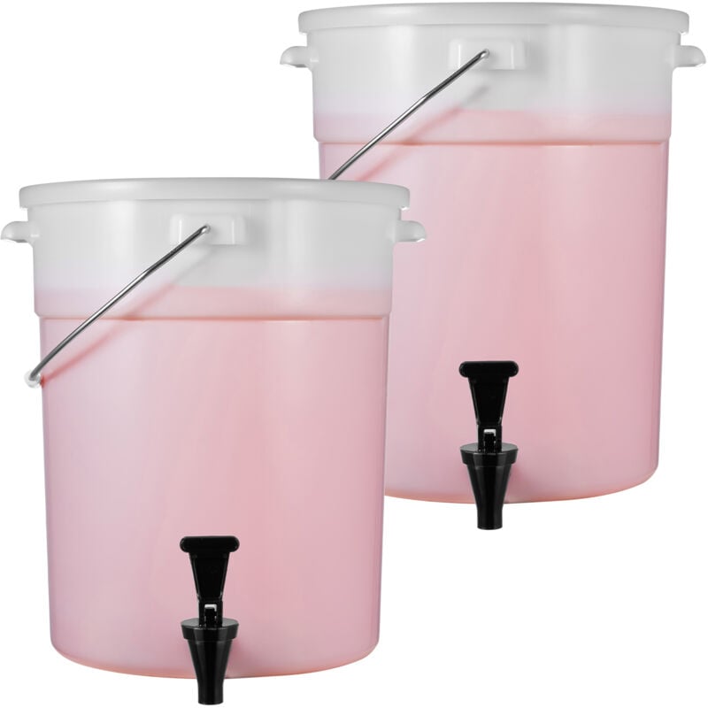 Distributeur de boissons, 5 gallons, 2 packs, plastique, robinet et couvercle, pour les fêtes, les jus, le thé, l'eau, les restaurants et les hôtels.