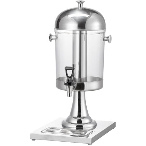 Mophorn Distributeur de boissons 8 L, en acier inoxydable et plastique, avec robinet, compartiment à glace et plateau, idéal pour servir jus, limonade et thé glacé dans les restaurants et cafés