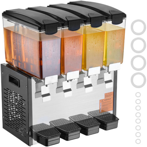 Mophorn Distributore di Bevande Commerciali, 4 Serbatoi da 10 Litri per Serbatoio, Macchina per Bevande al Tè Freddo in Acciaio Inossidabile da 430 W con Temperatura di Raffreddamento da 45 °F a 54 °F