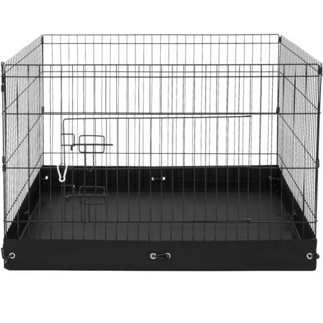 Mophorn Dog Playpen, 4 Pcs 24 x 36 in Metal Panels, Foldable Pet Exercise Pen, with Door & Oxford Fabric Bottom Pad, for Dogs, Cats, Small Animals