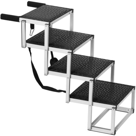 Mophorn Dog Stair for Cars, Wide 4-step Folding Dog Ramp with Non-slip Surface. Made of Lightweight Aluminum, Portable for Car, SUV and Truck, Supports up to 150 lbs