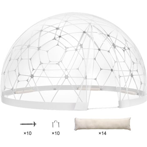 Mophorn Dome Bubble Tent, 12FT PVC Cover, Outdoor Geodesic House Camping Shelter, Clear Waterproof Igloo with Transparent Window, Perfect for Patio, Dining, Backyard, and Parties