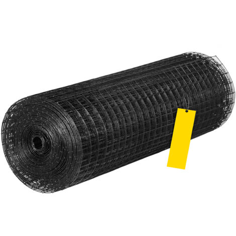 Mophorn Drahtgeflecht 24 x 50 Fuß, verzinkter Stahl, Maschenweite 1 x 1 Zoll, 16 Gauge, vinylbeschichteter Schweißdraht mit Schneidezange und Handschuhen für Gartenzäune und Tiergehege, schwarz