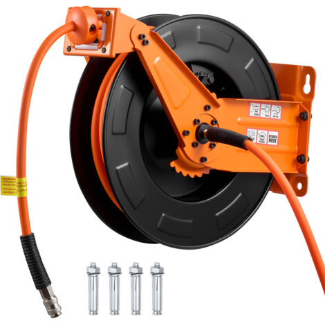 Mophorn Druckluftschlauchtrommel mit 15 m Hybrid-Schlauch, 20 bar, Automatische Aufwicklung, 1,52 m Zuleitung, Wand- und Deckenmontage, Robuster Doppelarm aus Stahl