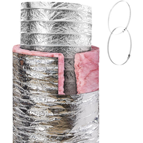 Mophorn Dryer Vent Hose, 254MM Insulated Flexible Duct 7.62M Long with 2 Duct Clamps, Heavy-Duty Three Layer Protection for HVAC Heating Cooling Ventilation and Exhaust, R-6.0 Flame Resistance Value