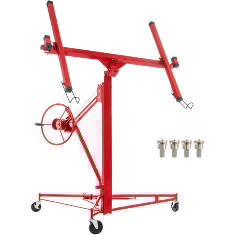 Mophorn Drywall Rolling Lifter Panel, 16ft Sheetrock Lift Drywall Lift, 150lb Weight Capacity Panel Hoist Jack Tool, Steel Material with Telescopic Arm & 3 Lockable Wheels, 48x192 in Plasterboard Size