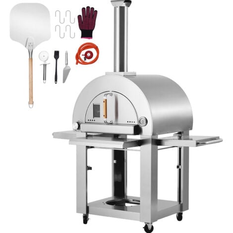 Mophorn Dual Fuel Pizza Oven for Outdoor Use, 22" Portable Pizza Oven, Pellet & Gas Powered Outdoor Pizza Oven with Thickened Cordierite Pizza Stone, Easy to Move with Casters for Camping & Backyard
