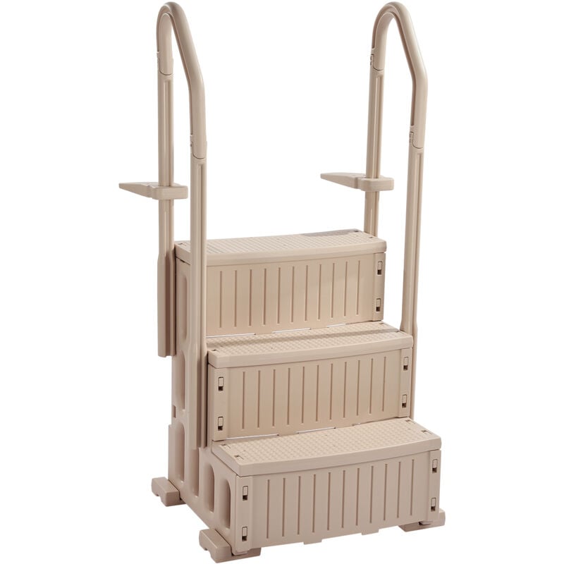 Chelle de piscine – 3 marches avec double rampe, marches robustes et antidérapantes, capacité de charge maximale de 181 kg, pour piscines creusées et