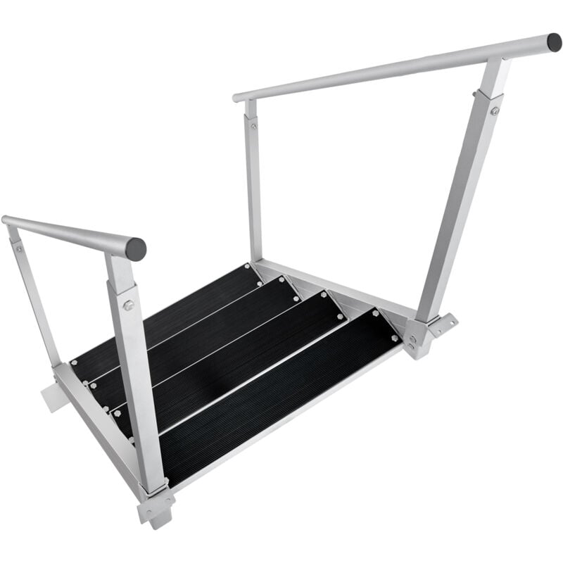 Chelle de quai 4 marches, capacité de 500 lb, hauteur réglable de 30 à 38 po, aluminium avec double rampe et tapis antidérapant pour bateaux, lacs,