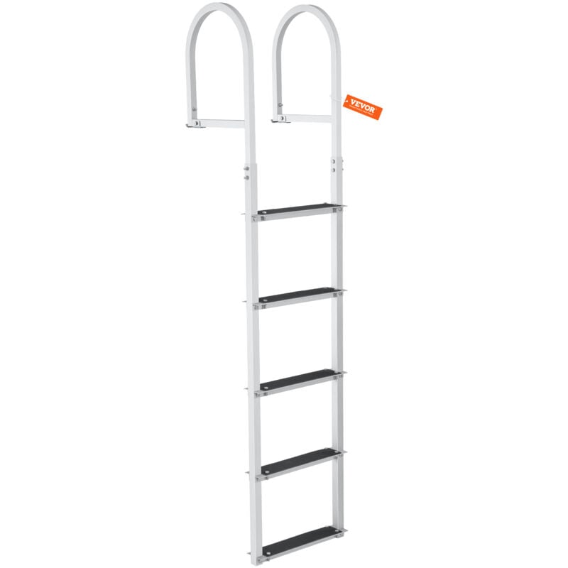 Vevor Echelle de quai, 5 marches amovibles, echelle de ponton en alliage dealuminium, charge 500 lb 226 kg, marche 78 mm tapis antiderapant