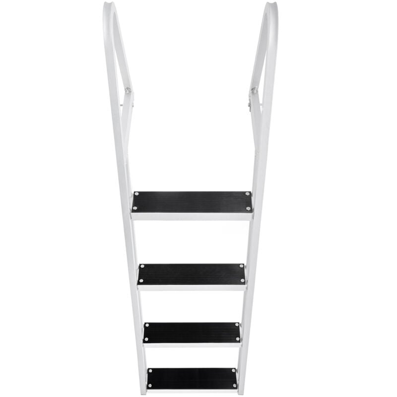 Chelle de quai amovible 4 marches, capacité de charge de 350 lb, alliage d'aluminium avec marche de 4 po de large et tapis en caoutchouc antidérapant